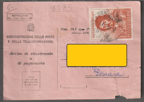 1575 storia postale avviso - postale,