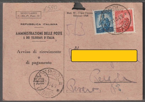 1580 storia postale avviso - ,