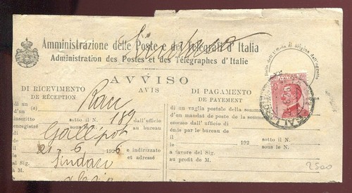 Italy 1926 avviso - avviso, di