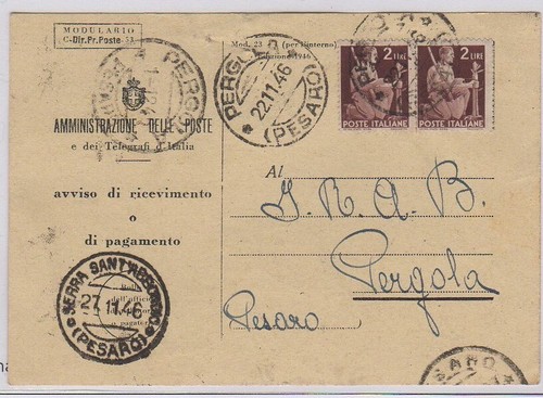 Storia postale avviso - postale,