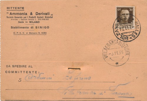 Italia 1934 avviso - italia,