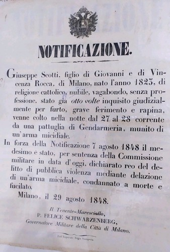 Lombardo veneto 1848 avviso - veneto, 1848:
