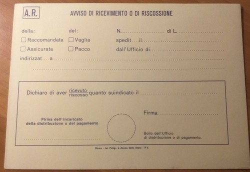 Cartolina avviso - cartolina,