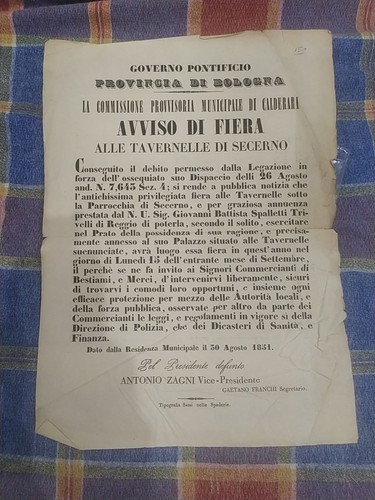 Governo pontificio avviso - governo, pontificio: