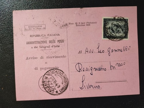 Avviso ricevimento 1949 con - ricevimento,